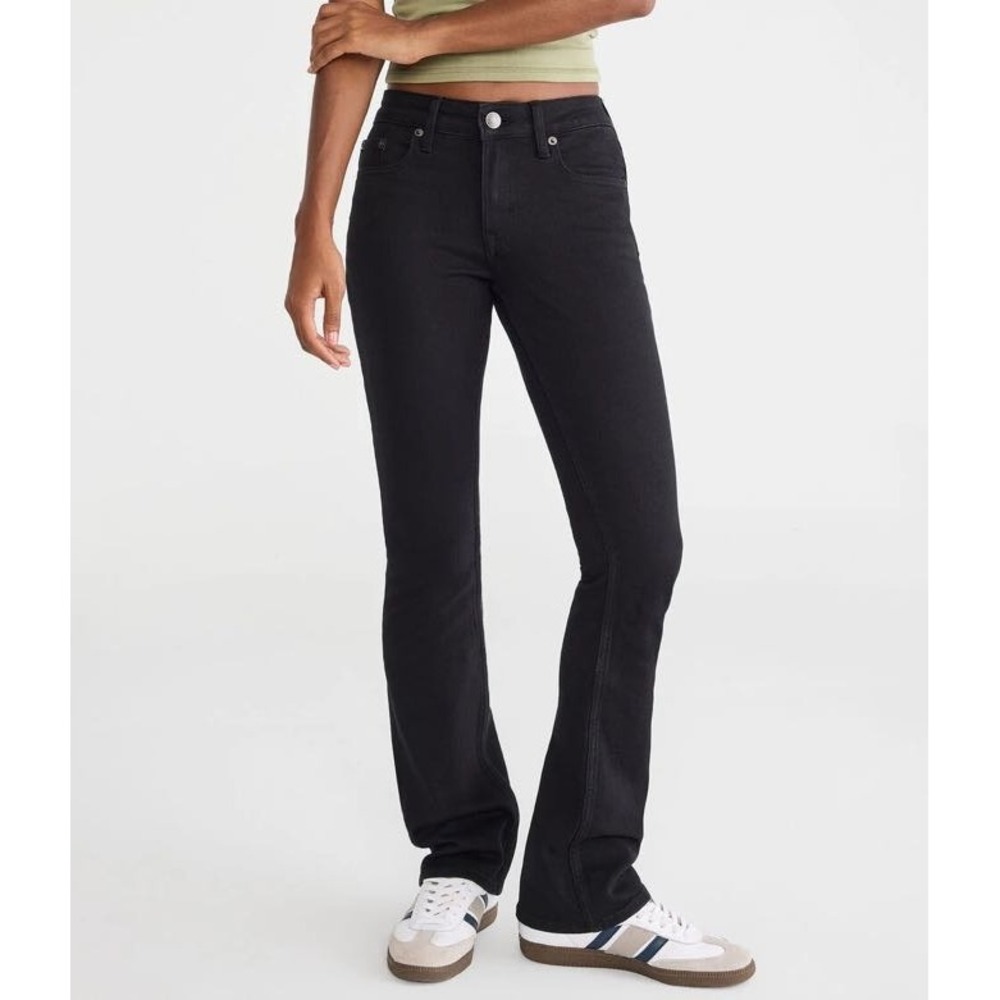 LOFT Curvy Sexy Boot Jeans Black Wash Mid-Rise Stretch Denim - Size 26/2‎